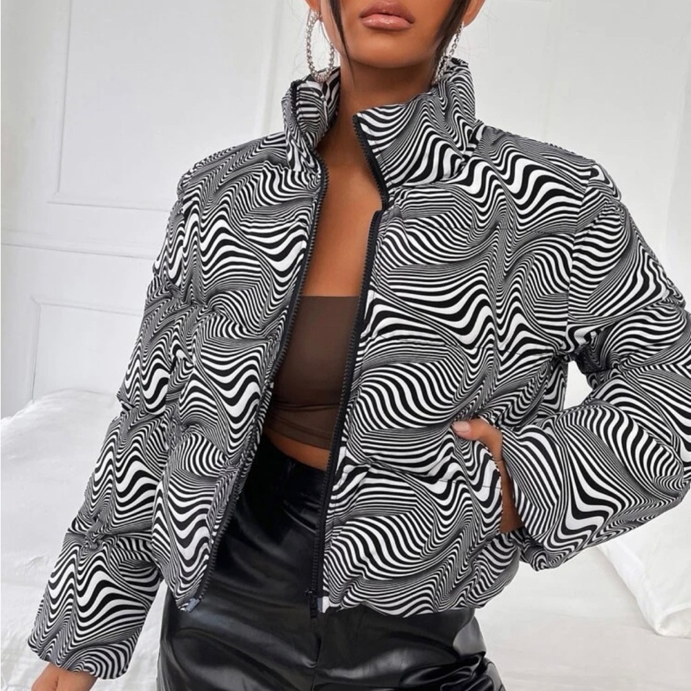 Black and White Puffer Jacket